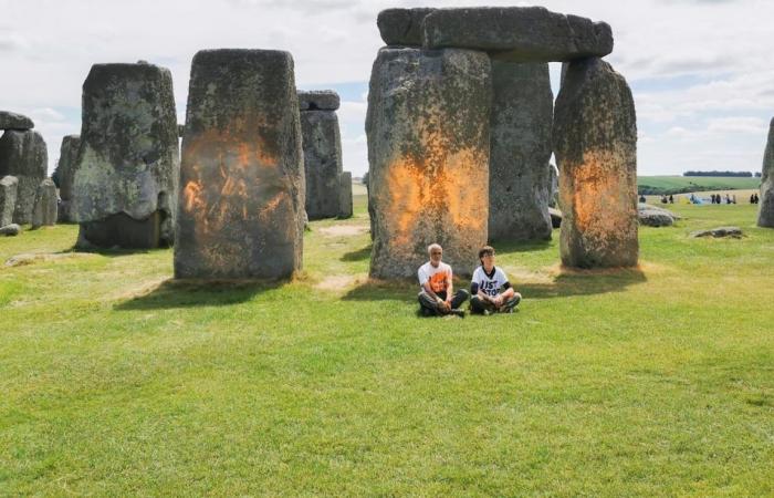 Two protesters arrested after throwing paint at famous Stonehenge monument