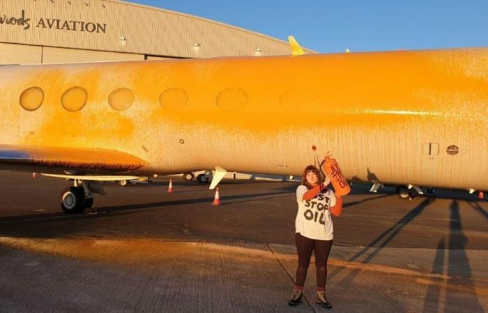 Just Stop Oil paints planes like Taylor Swift’s orange after not locating the artist’s