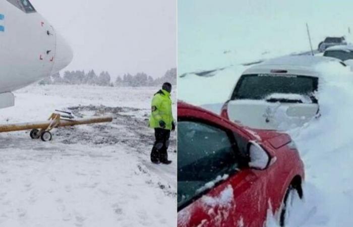 Storm in Patagonia: a plane lost its way and a dozen cars were stranded in the snow