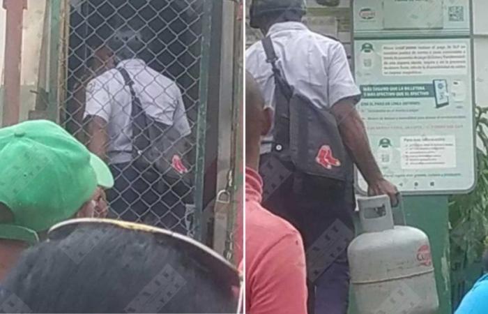 Police take advantage of their uniform in the gas queue in Santiago de Cuba
