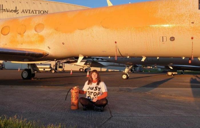 Activists break into the airfield where Taylor Swift’s private jet is parked and spray paint on several aircraft
