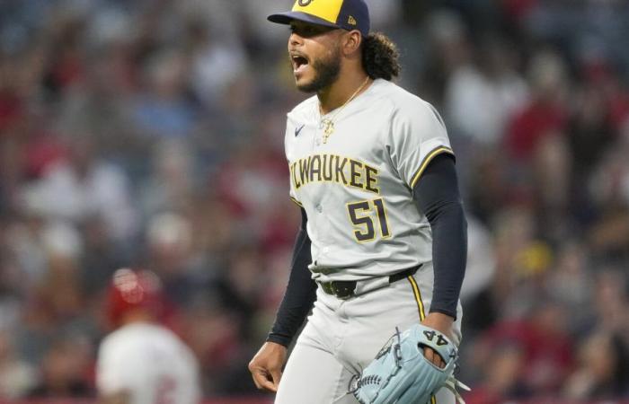 Peralta beats Anderson in pitching duel won by Brewers, 2-0 against Angels