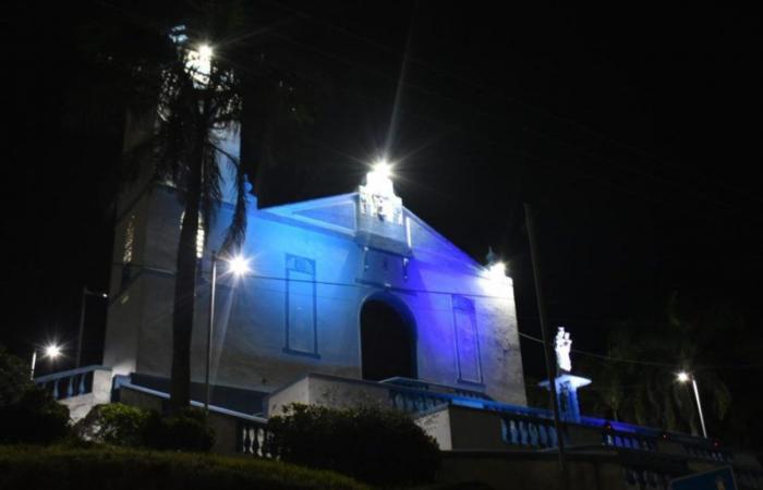 Buildings and monuments in the Atlantic were illuminated in blue