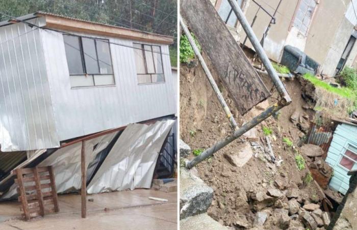 Landslides and landslides affect San Roque and Monjas hills in Valparaíso: A house collapsed