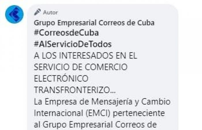 Correos de Cuba reports on a new modality of electronic commerce