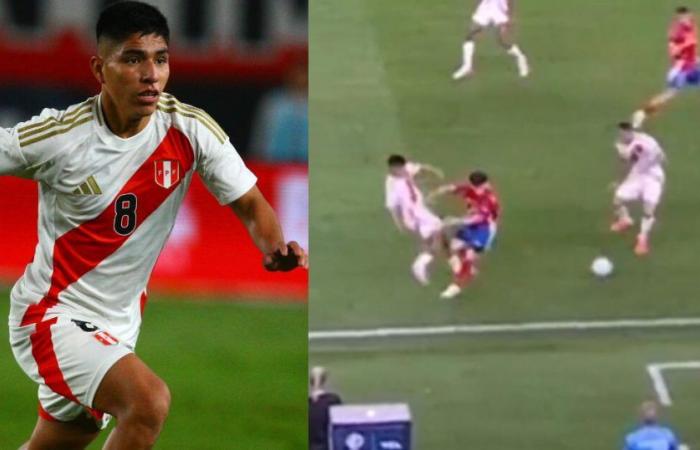Piero Quispe collides with a Chilean player, falls and goes viral on social networks: “He flew away” | Peru vs. Chili
