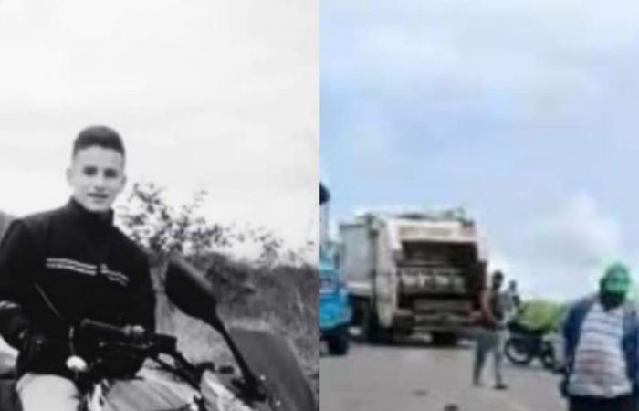 Young man crashed his motorcycle into a garbage collection car and died, in Bolívar