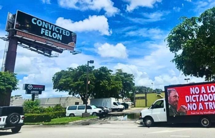 The billboard comparing Trump to Fidel Castro is now on wheels – Telemundo Miami (51)