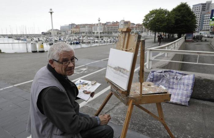 Luis Marcos García, the itinerant painter who dedicates his retirement to drawing the landscapes of Gijón: “Painting tries to reflect what there was and what there will be”