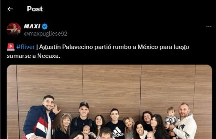 The photo that confirms Palavecino’s departure from River: “Have a good trip”