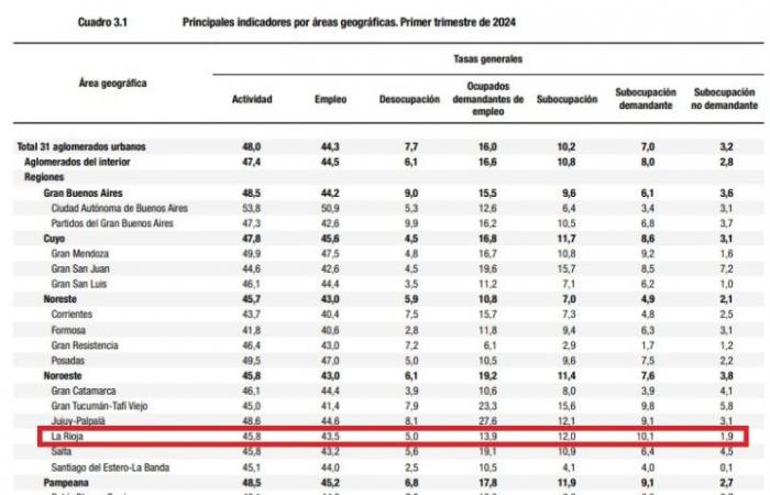 Unemployment is 5% in the first quarter of 2024 in La Rioja, according to INDEC