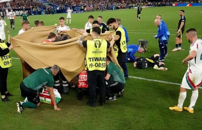 The shocking injury suffered by a Hungarian footballer in the Euro Cup: he had to be taken out on a stretcher