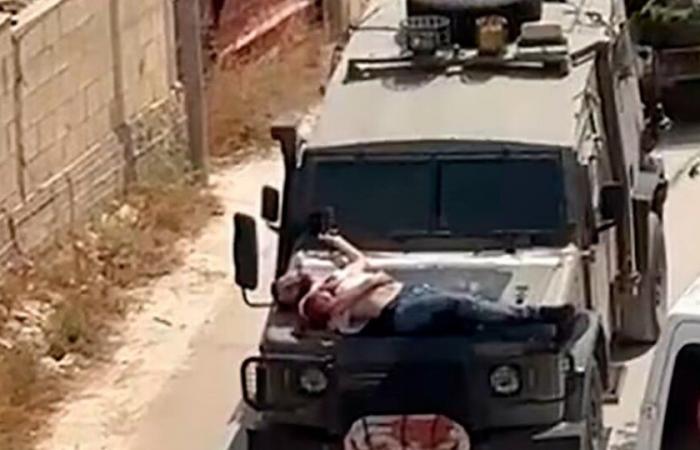 The Israeli Army tied an injured Palestinian to the hood of a military vehicle | Shocking video