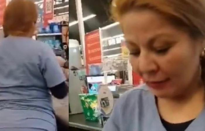 They film a woman stealing meat in a supermarket wearing a nurse’s uniform from a renowned clinic – Publimetro Chile