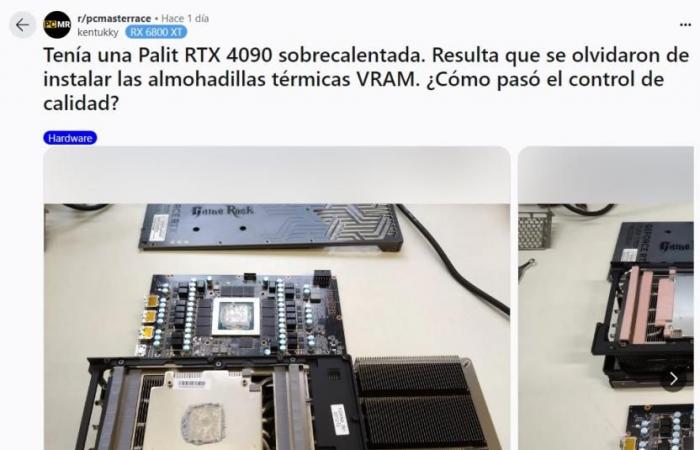 Player buys a new RTX 4090, but suffers when he sees that it overheats for weeks for no reason, and when he opens it he sees that the GPU did not come complete