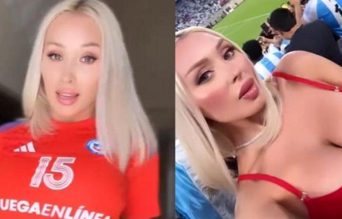 Daniella Chávez and the daring dress with which she went to the stadium to support Chile against Argentina