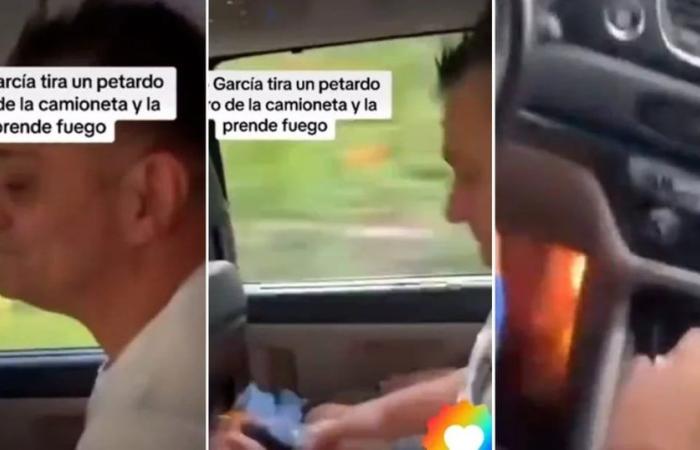 “Be careful!”: the moment when Turco García threw a firecracker into a vehicle and almost set it on fire