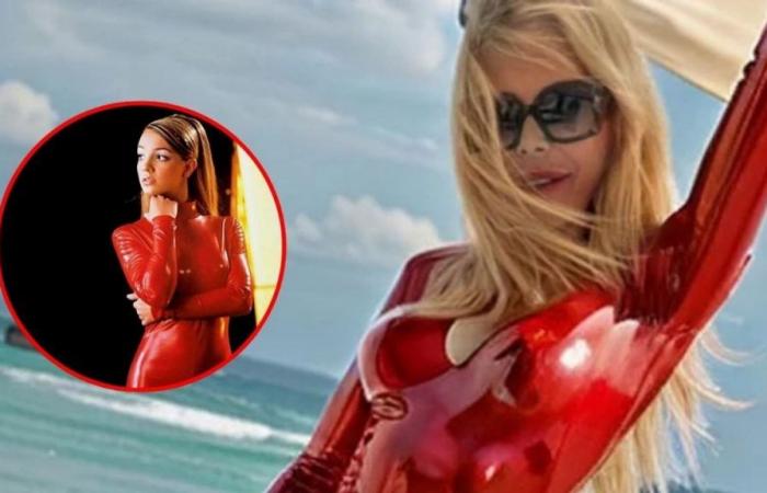 Graciela Alfano, like Britney Spears, causes a sensation in a neoprene suit: “Full red against bad vibes”