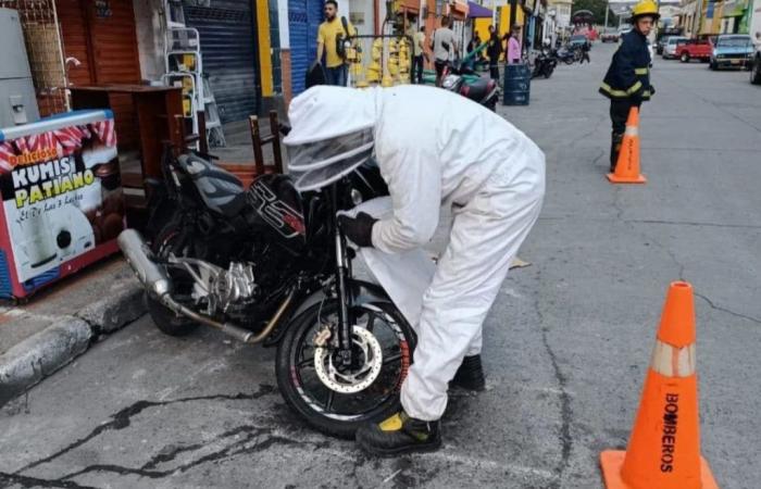 Volunteer firefighters in Armenia responded to a case of bees on a motorcycle