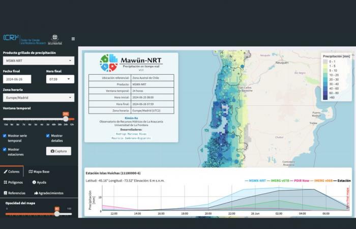 New Mawün-NRT platform allows monitoring rain in Chile in almost real time