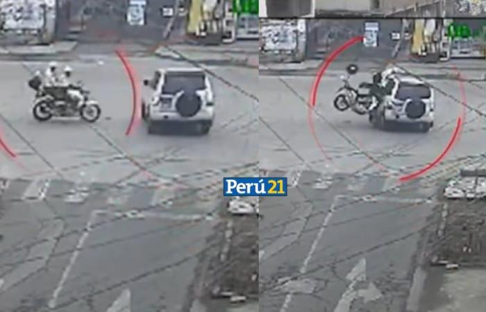 Terrible images! Policeman ends up on the roof of a car after a spectacular crash | VIDEO | San Juan de Miraflores | traffic accident | SJM | Injured | | LIME
