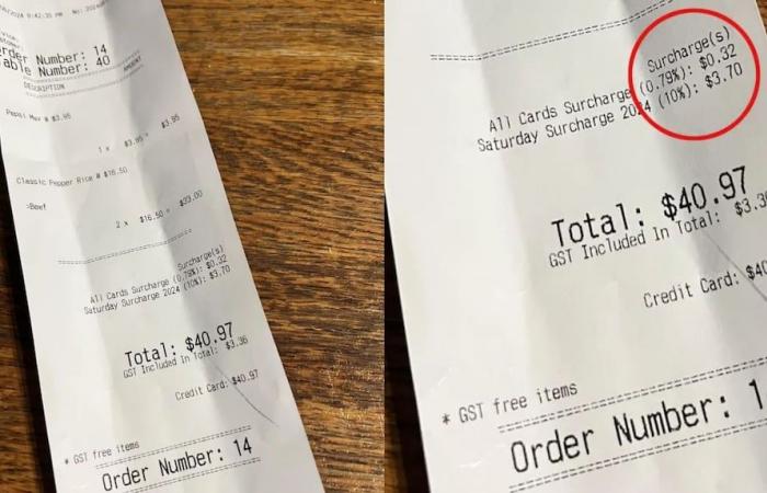 A man exploded in anger at a restaurant after seeing an unusual surcharge on his ticket