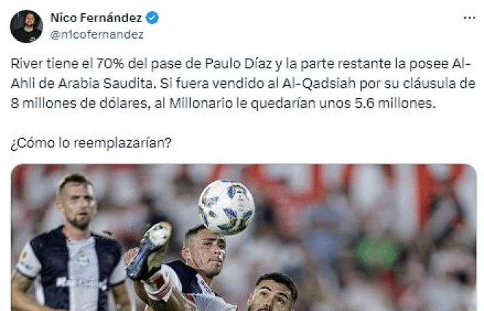 If they execute the clause and take Paulo Díaz: how many millions correspond to River