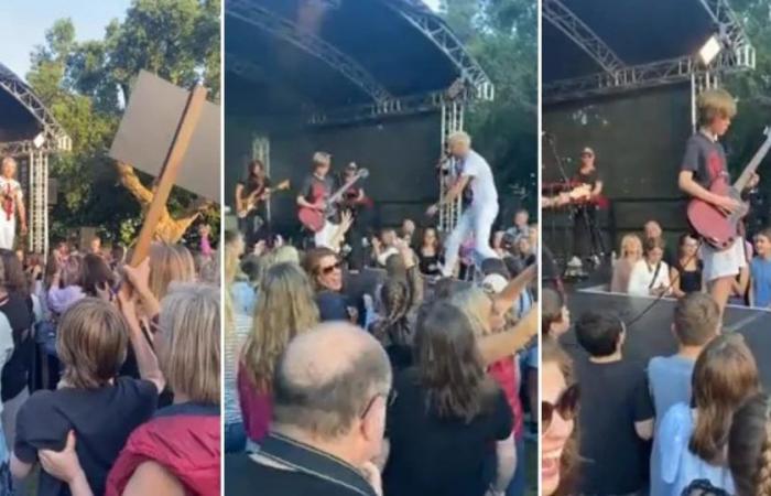 A boy asked a band to play a song with them and when he went on stage he left everyone speechless