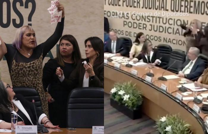 Representative María Clemente sets up a protest in full forum on the Reform of the Judicial Power