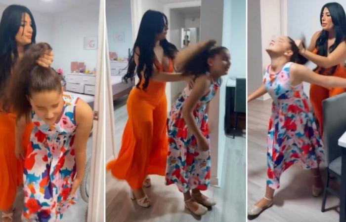 This is how Heydy González combs her daughter Galilea’s hair