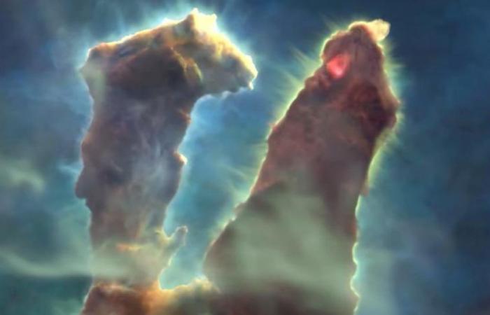 Travel through the imposing Pillars of Creation in this NASA video