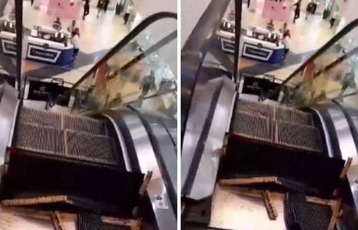 Accident reported in shopping center: escalator broke, leaving people injured