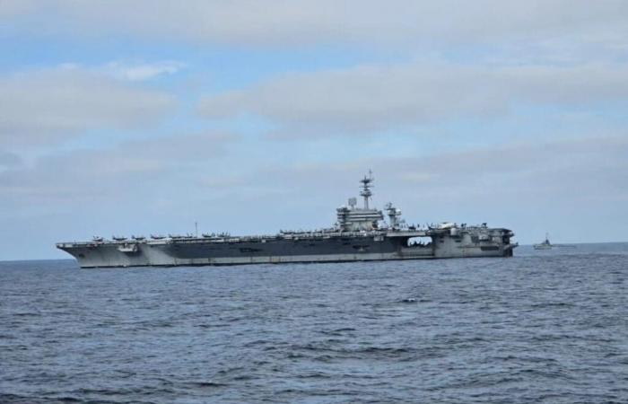 The USS George Washington aircraft carrier was escorted by ships from the Ecuadorian Navy
