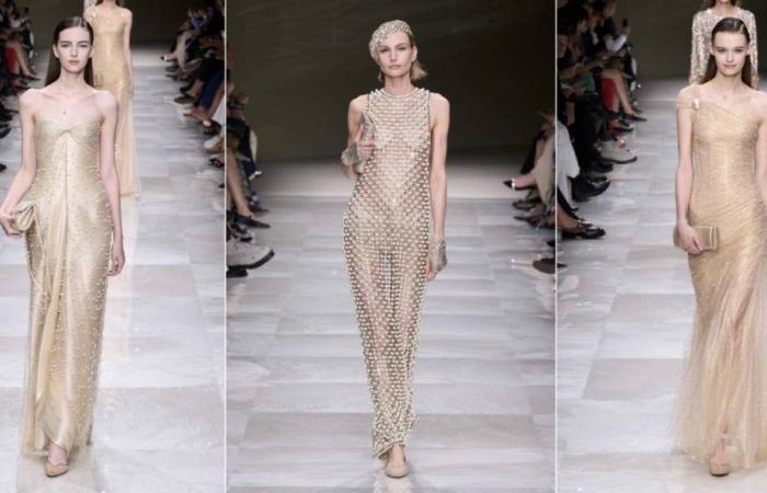 Mesh shoes are a trend at Armani’s Fall-Winter 2024 Haute Couture show