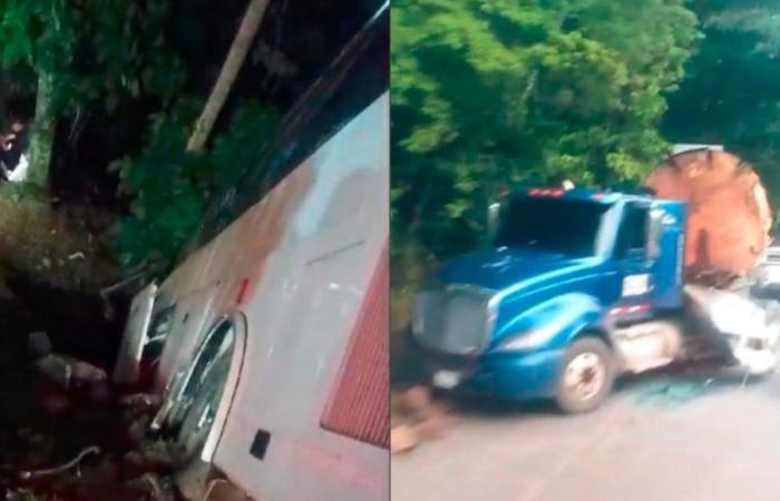 By avoiding a landslide, a bus ended up in a ravine on the road to the Coast, in Tarazá: seven were injured
