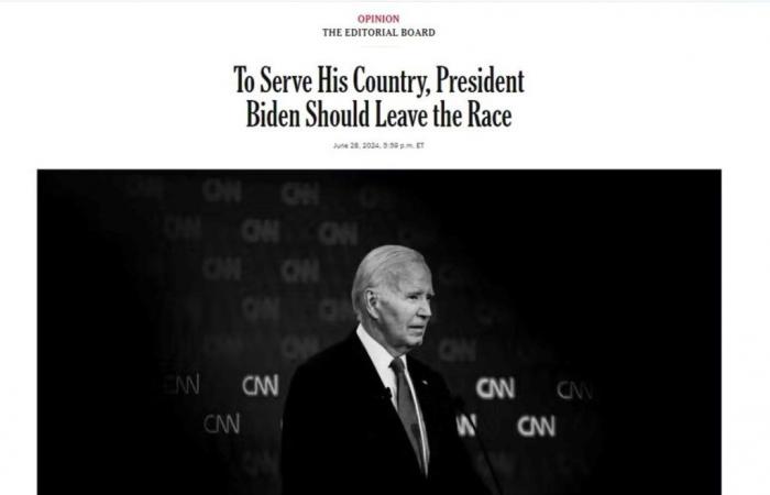 A New York Times editorial called on Joe Biden to give up his candidacy to “serve the country”