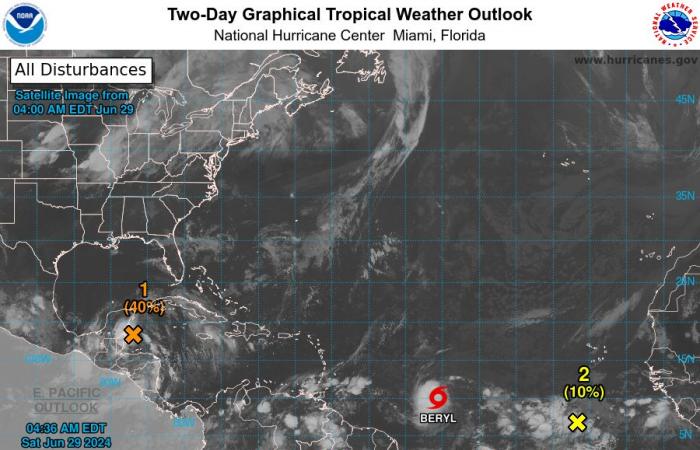 Tropical storm Beryl formed in the Atlantic
