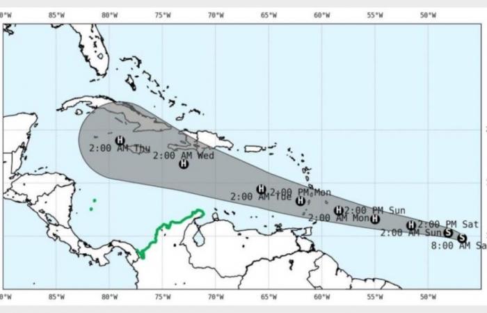 Tropical Storm Beryl could become a hurricane this Sunday and approach Colombia on Tuesday