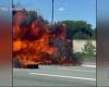 Large bus fire causes closure of I-595 near Nob Hill Road
