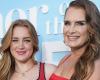 Brooke Shields, 58, poses with real daughter Rowan Henchy, 20, and movie daughter Miranda Cosgrove, 30, at Mother Of The Bride screening