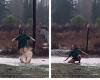 Young man goes viral with funny dance under heavy rain in the middle of the frontal system