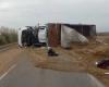 A truck overturned due to mechanical failures in the south of Córdoba and the Police announced a total shutdown